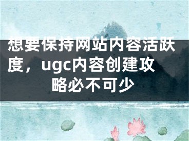 想要保持網(wǎng)站內(nèi)容活躍度，ugc內(nèi)容創(chuàng)建攻略必不可少