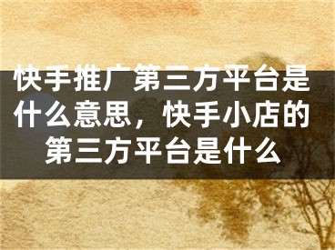 快手推廣第三方平臺(tái)是什么意思，快手小店的第三方平臺(tái)是什么