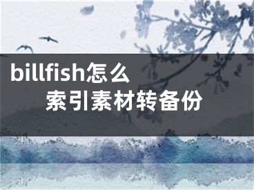 billfish怎么索引素材轉(zhuǎn)備份