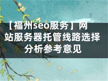 【福州seo服務(wù)】網(wǎng)站服務(wù)器托管線路選擇分析參考意見