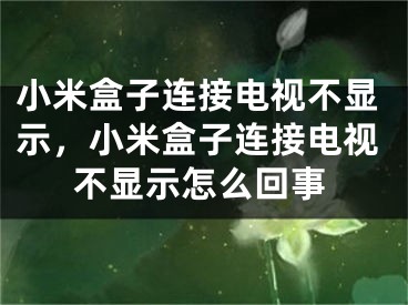 小米盒子連接電視不顯示，小米盒子連接電視不顯示怎么回事