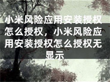 小米風(fēng)險(xiǎn)應(yīng)用安裝授權(quán)怎么授權(quán)，小米風(fēng)險(xiǎn)應(yīng)用安裝授權(quán)怎么授權(quán)無(wú)顯示