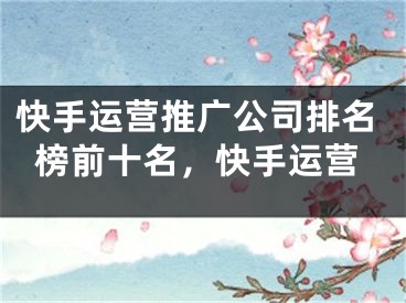 快手運營推廣公司排名榜前十名，快手運營