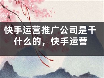 快手運(yùn)營推廣公司是干什么的，快手運(yùn)營