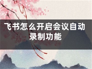 飛書怎么開啟會(huì)議自動(dòng)錄制功能