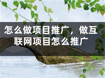 怎么做項(xiàng)目推廣，做互聯(lián)網(wǎng)項(xiàng)目怎么推廣