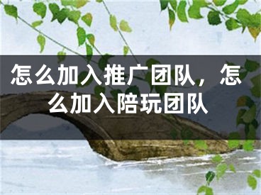 怎么加入推廣團(tuán)隊(duì)，怎么加入陪玩團(tuán)隊(duì)