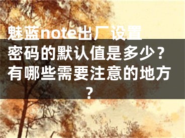 魅藍(lán)note出廠設(shè)置密碼的默認(rèn)值是多少？有哪些需要注意的地方？