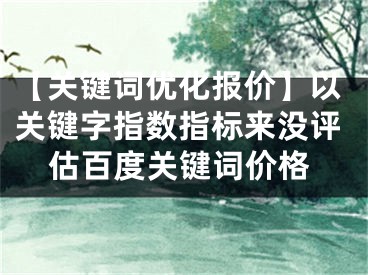 【關鍵詞優(yōu)化報價】以關鍵字指數(shù)指標來沒評估百度關鍵詞價格