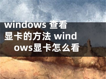 windows 查看顯卡的方法 windows顯卡怎么看