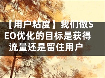 【用戶粘度】我們做SEO優(yōu)化的目標(biāo)是獲得流量還是留住用戶 