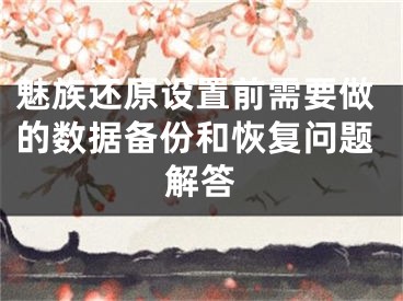 魅族還原設置前需要做的數(shù)據(jù)備份和恢復問題解答