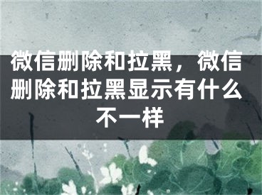 微信刪除和拉黑，微信刪除和拉黑顯示有什么不一樣