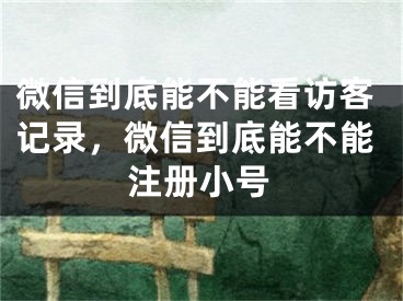 微信到底能不能看訪客記錄，微信到底能不能注冊小號