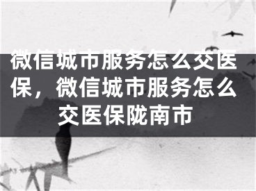 微信城市服務怎么交醫(yī)保，微信城市服務怎么交醫(yī)保隴南市