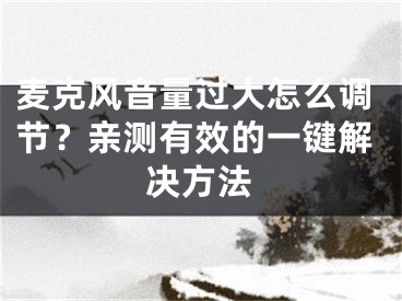 麥克風(fēng)音量過大怎么調(diào)節(jié)？親測有效的一鍵解決方法