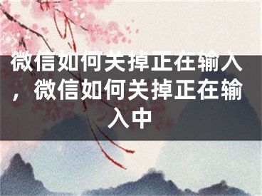 微信如何關(guān)掉正在輸入，微信如何關(guān)掉正在輸入中