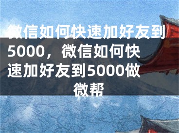 微信如何快速加好友到5000，微信如何快速加好友到5000做微幫