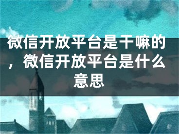 微信開放平臺(tái)是干嘛的，微信開放平臺(tái)是什么意思