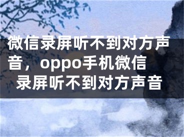 微信錄屏聽不到對方聲音，oppo手機(jī)微信錄屏聽不到對方聲音