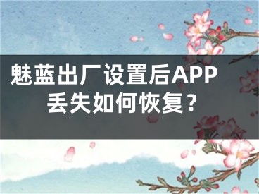 魅藍出廠設(shè)置后APP丟失如何恢復(fù)？