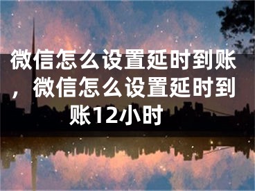 微信怎么設(shè)置延時(shí)到賬，微信怎么設(shè)置延時(shí)到賬12小時(shí)