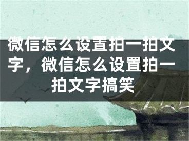 微信怎么設(shè)置拍一拍文字，微信怎么設(shè)置拍一拍文字搞笑