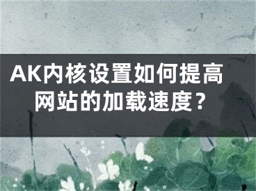 AK內(nèi)核設(shè)置如何提高網(wǎng)站的加載速度？