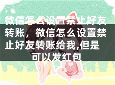 微信怎么設(shè)置禁止好友轉(zhuǎn)賬，微信怎么設(shè)置禁止好友轉(zhuǎn)賬給我,但是可以發(fā)紅包