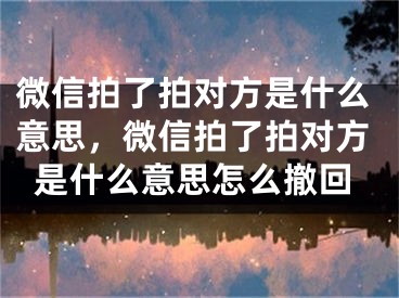 微信拍了拍對方是什么意思，微信拍了拍對方是什么意思怎么撤回