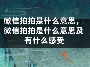 微信拍拍是什么意思，微信拍拍是什么意思及有什么感受