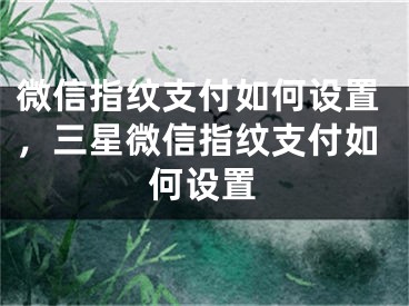 微信指紋支付如何設(shè)置，三星微信指紋支付如何設(shè)置