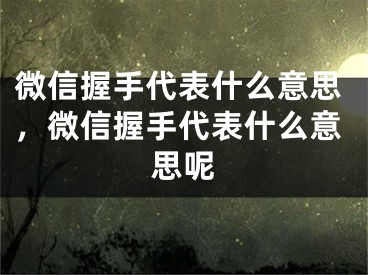 微信握手代表什么意思，微信握手代表什么意思呢