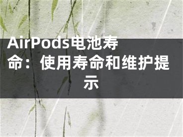 AirPods電池壽命：使用壽命和維護提示