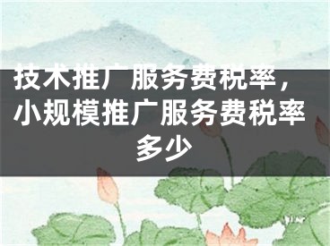 技術(shù)推廣服務(wù)費(fèi)稅率，小規(guī)模推廣服務(wù)費(fèi)稅率多少