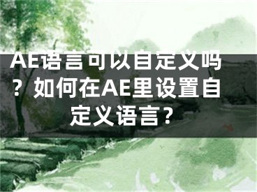 AE語(yǔ)言可以自定義嗎？如何在AE里設(shè)置自定義語(yǔ)言？