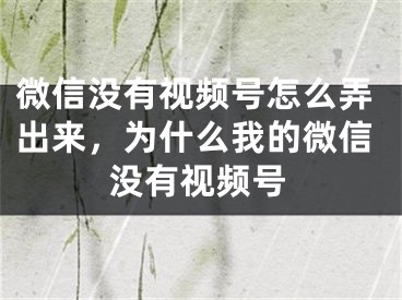 微信沒有視頻號怎么弄出來，為什么我的微信沒有視頻號