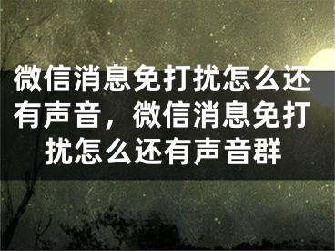 微信消息免打擾怎么還有聲音，微信消息免打擾怎么還有聲音群