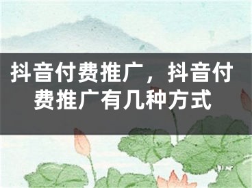 抖音付費(fèi)推廣，抖音付費(fèi)推廣有幾種方式