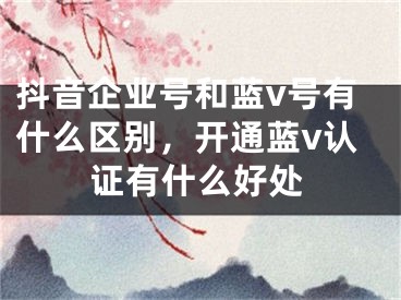 抖音企業(yè)號和藍v號有什么區(qū)別，開通藍v認(rèn)證有什么好處