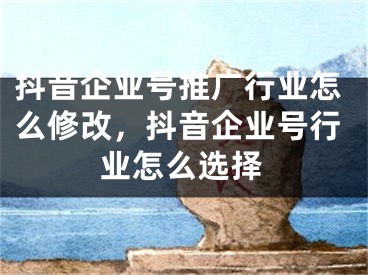 抖音企業(yè)號推廣行業(yè)怎么修改，抖音企業(yè)號行業(yè)怎么選擇