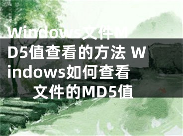 Windows文件MD5值查看的方法 Windows如何查看文件的MD5值