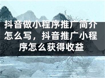 抖音做小程序推廣簡(jiǎn)介怎么寫(xiě)，抖音推廣小程序怎么獲得收益