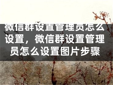 微信群設(shè)置管理員怎么設(shè)置，微信群設(shè)置管理員怎么設(shè)置圖片步驟