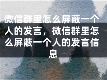 微信群里怎么屏蔽一個(gè)人的發(fā)言，微信群里怎么屏蔽一個(gè)人的發(fā)言信息