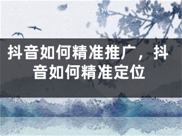 抖音如何精準(zhǔn)推廣，抖音如何精準(zhǔn)定位