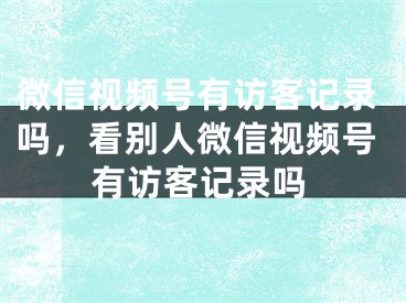 微信視頻號(hào)有訪客記錄嗎，看別人微信視頻號(hào)有訪客記錄嗎