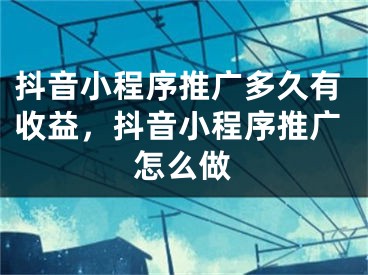 抖音小程序推廣多久有收益，抖音小程序推廣怎么做