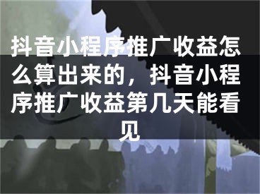 抖音小程序推廣收益怎么算出來的，抖音小程序推廣收益第幾天能看見