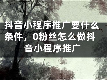 抖音小程序推廣要什么條件，0粉絲怎么做抖音小程序推廣